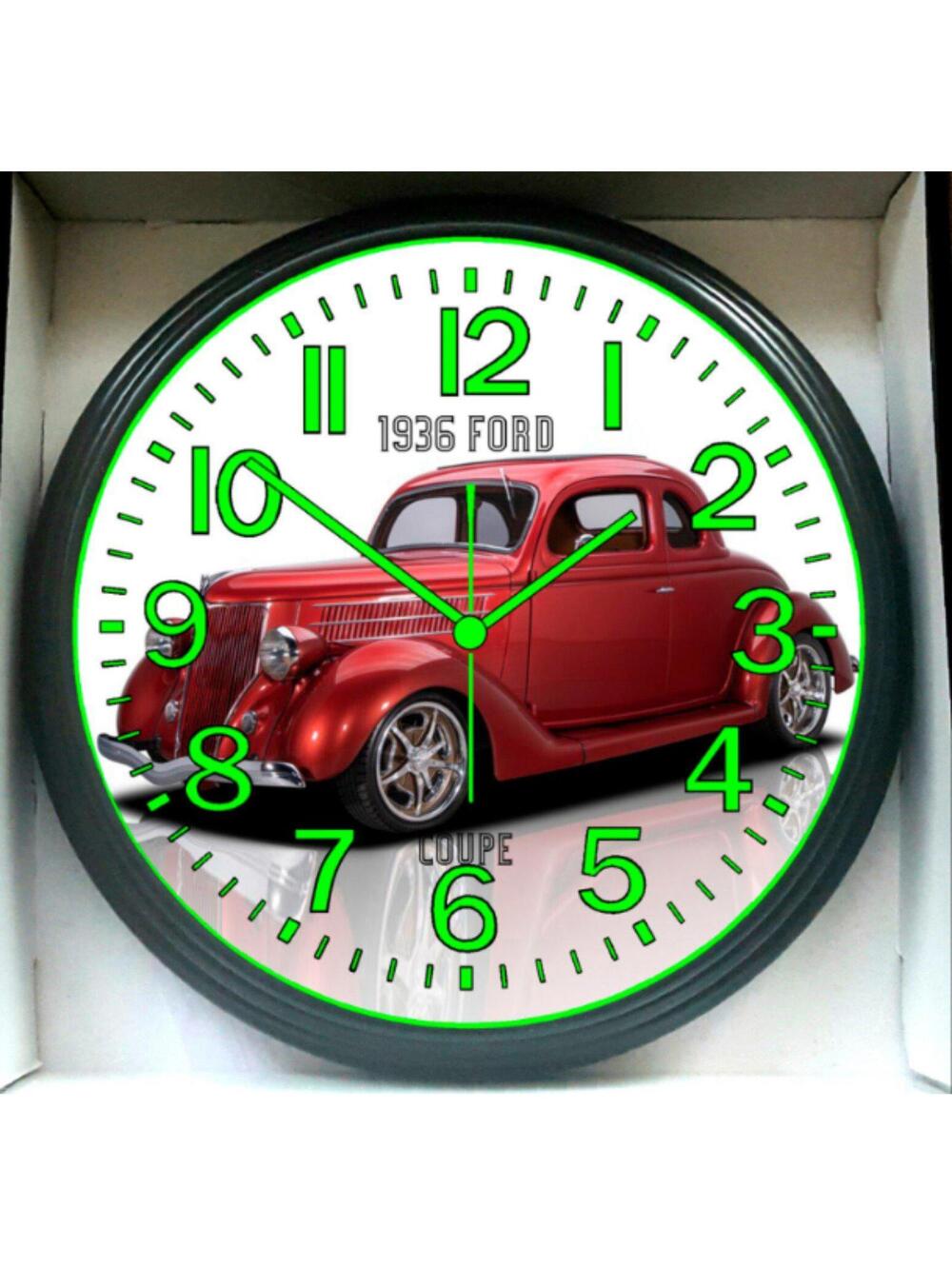 1936 Ford Coupe Garage Shop Glow In The Dark Wall Clock New